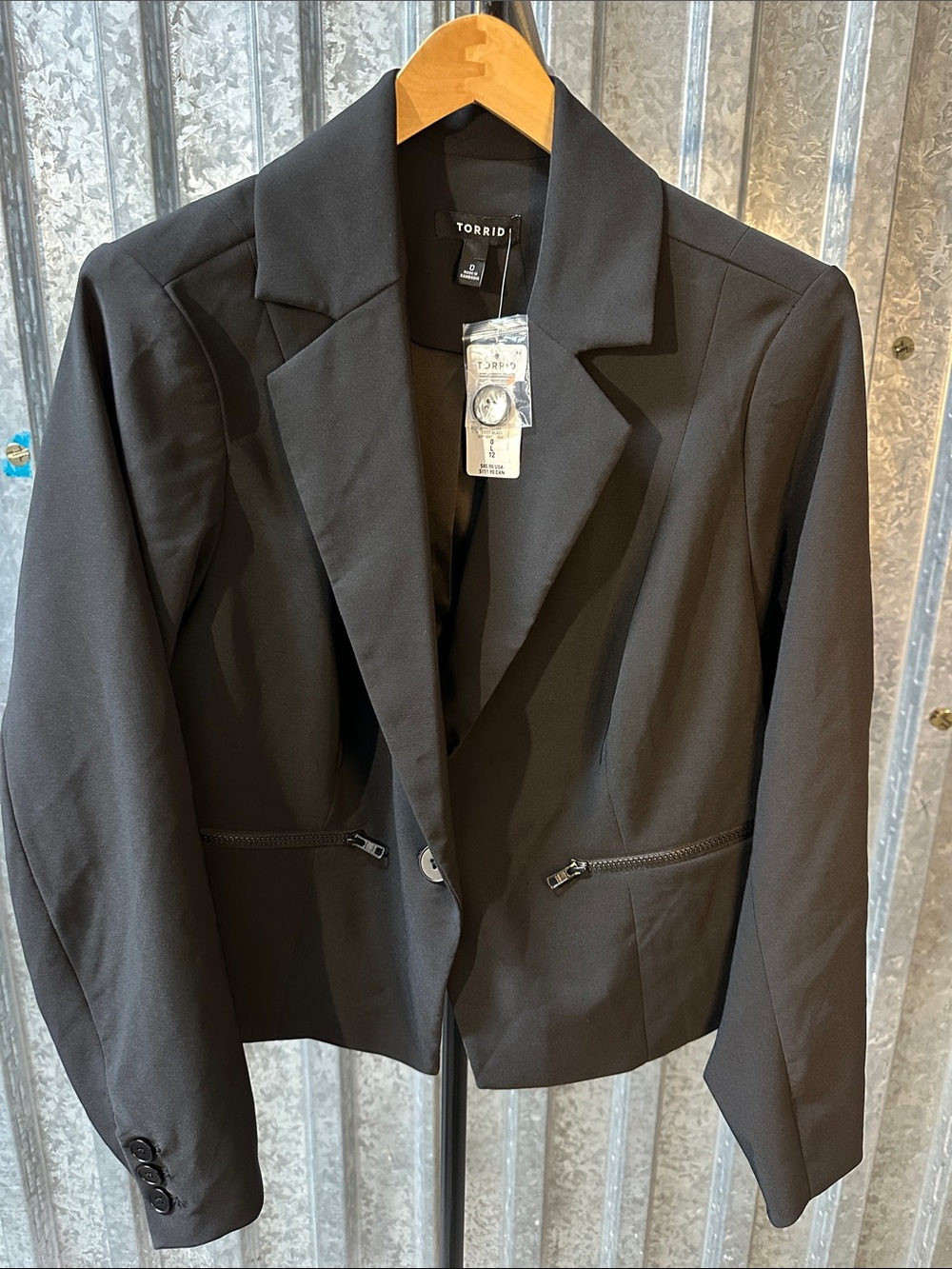 Torrid Black Tailored Zip-Pocket Blazer